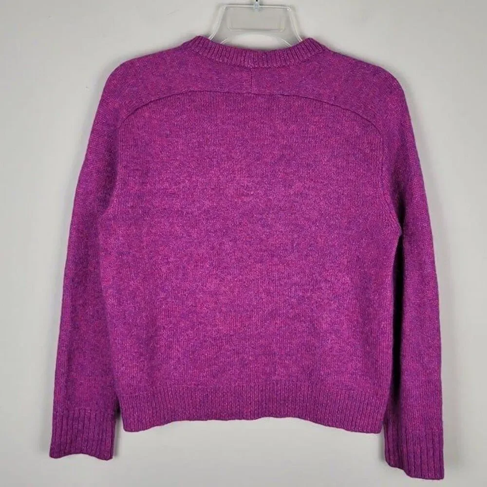 J. Crew Size S Relaxed Saddle Sleeve Crewneck Sweater Merino Alpaca Fuchsia